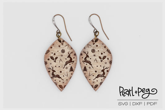 Reindeer Sprint Laser Engraved Earrings Digital Download