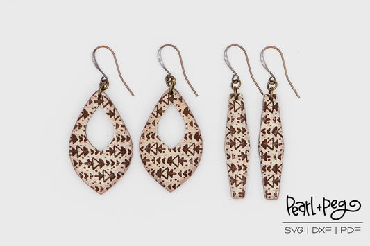 Grunge Arrows Set Laser Engraved Earrings Digital Download