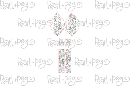Holly Snowflake Tri Set Laser Engraved Earrings Digital Download