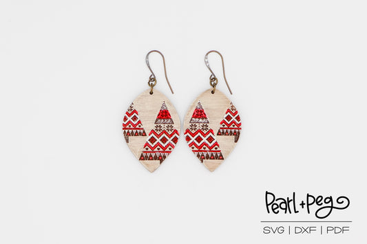 Sweater Tree Drop Laser Engraved Earrings Digital Download