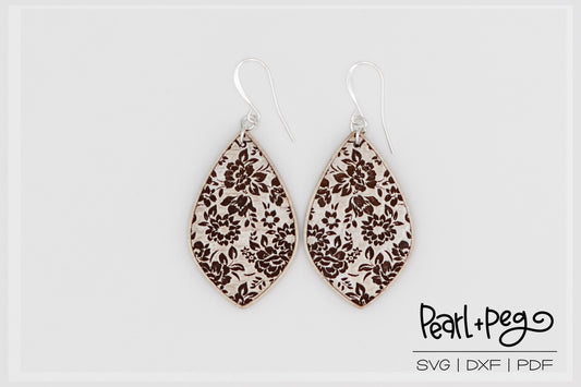 Doily Pattern Drop Laser Engraved Earrings Digital Download