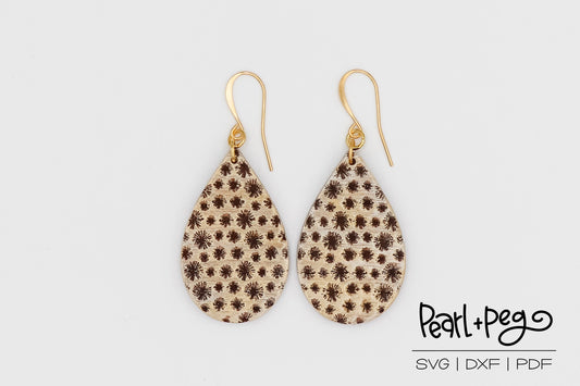 Sunburst Polka Dots Laser Engraved Earrings Digital Download