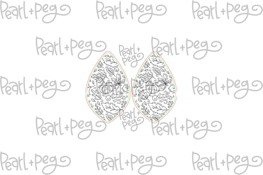 Autumn Pumpkin Drop Laser Engraved Earrings Digital Download