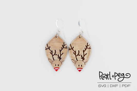 Rudolph Drop Laser Engraved Earrings Digital Download