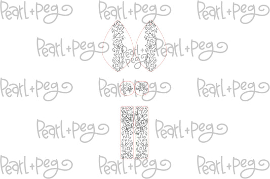 Leaves Tri Set Laser Engraved Earrings Digital Download