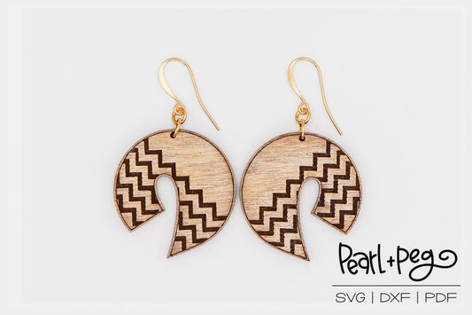 Zig Zag Swoosh Laser Engraved Earrings Digital Download