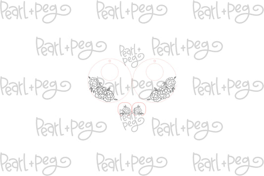 Peony Hoop and Studs Laser Engraved Earrings Digital Download