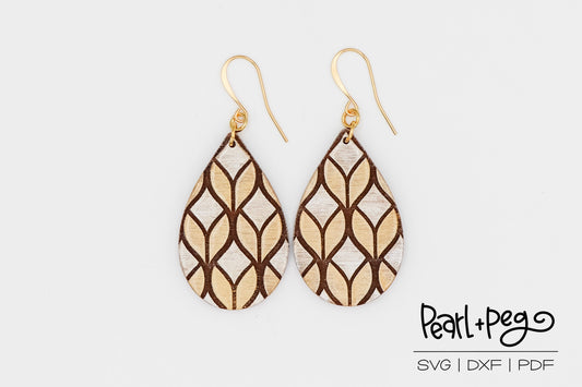 Modern Slope Drop Laser Engraved Earrings Digital Download