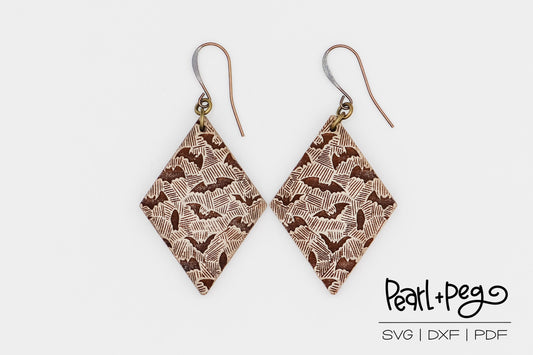 Bat Diamond Laser Engraved Earrings Digital Download