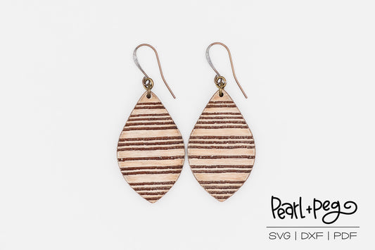 Distressed Stripe Drop Laser Engraved Earrings Digital Download