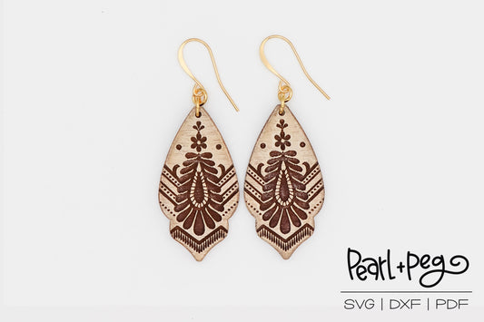 Gatsby Drop Laser Engraved Earrings Digital Download