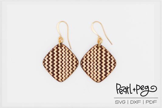 Ric Rac Rounded Diamond Laser Engraved Earrings Digital Download