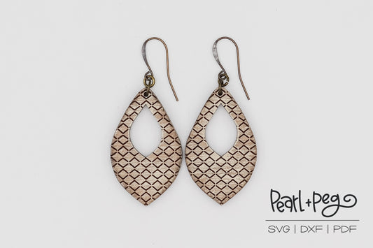 Simple Angled Hoop Laser Engraved Earrings Digital Download