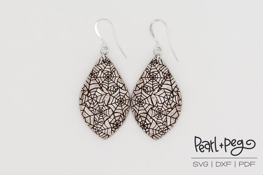 Spider Web Drop Laser Engraved Earrings Digital Download