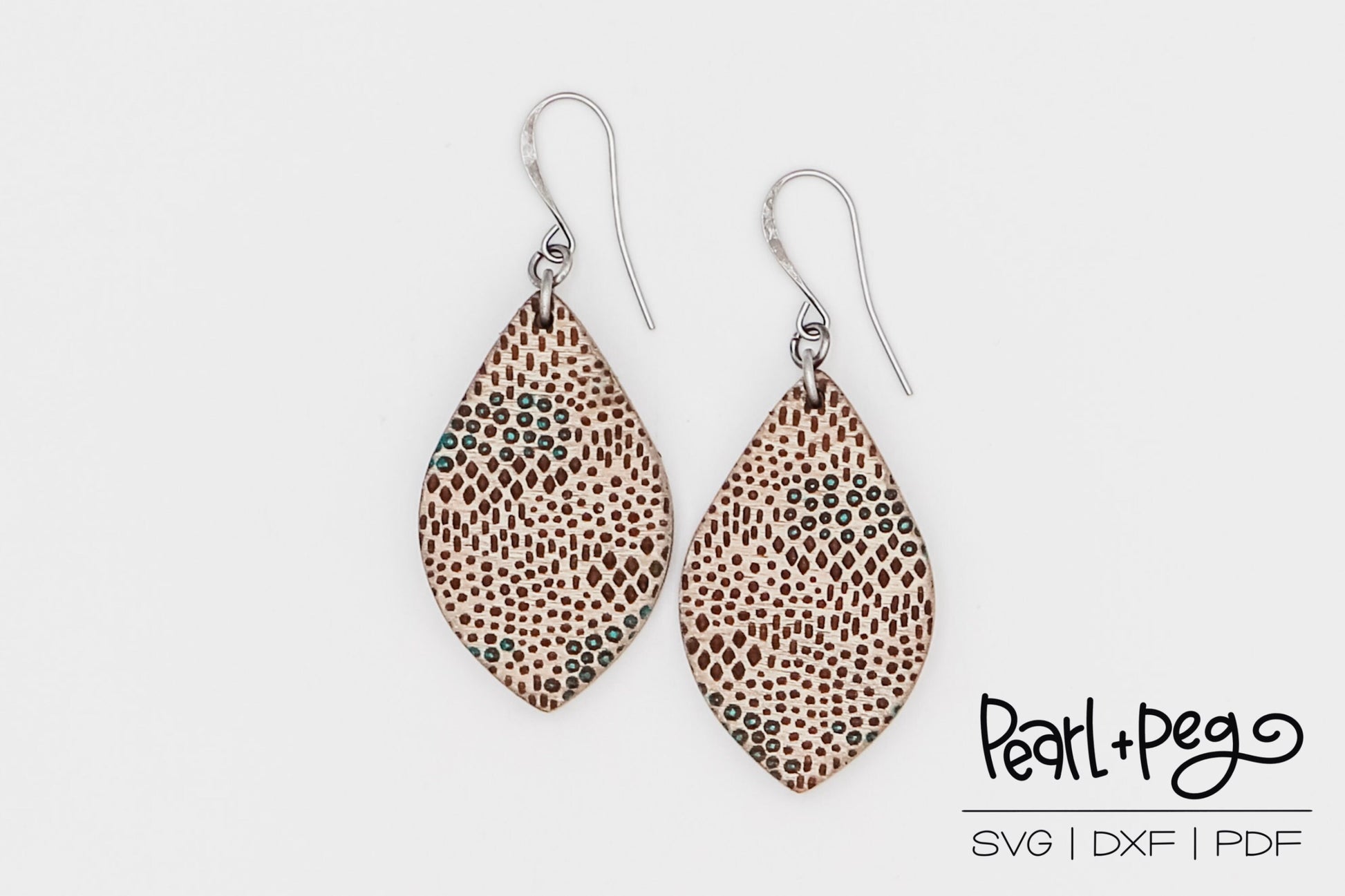 Modern Abstract Drop Laser Engraved Earrings Digital Download