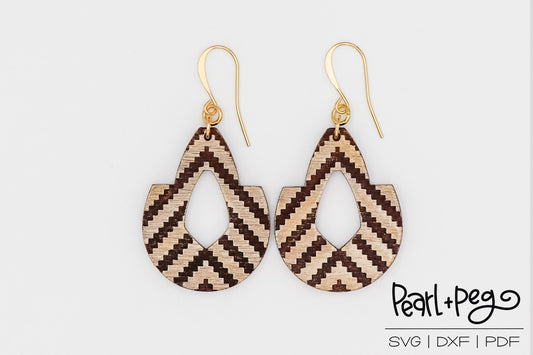 Stripe Hoop Tall Drop Laser Engraved Earrings Digital Download