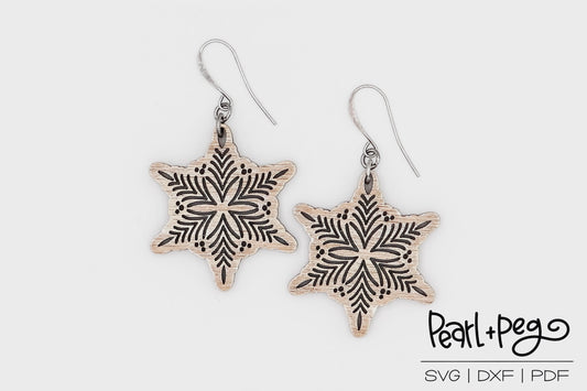 Snowflake Cut Out Dangle Laser Earrings Digital File