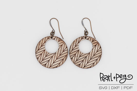 Slanted Bar Circle Hoop 2 Options Laser Engraved Earrings Digital Download