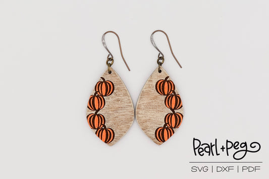 Pumpkins Side Lined Laser Engraved Earrings Digital Download