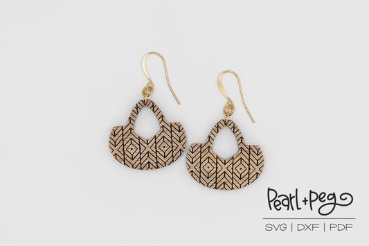 Tribal Short Hoop Laser Engraved Earrings Digital Download