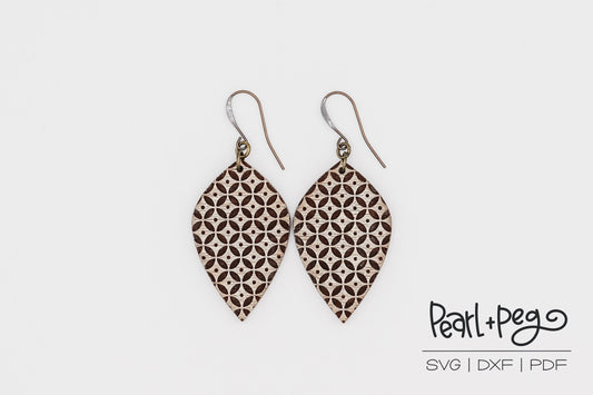 Quad Floral Drop Laser Engraved Earrings Digital Download