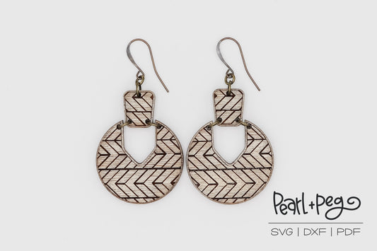Tribal Lines 2 Part Gap Laser Engraved Earrings Digital Download