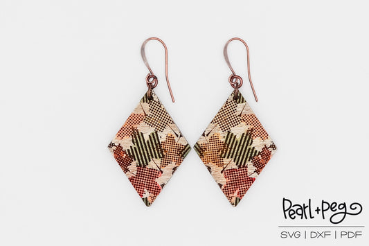Abstract Modern Fall Leaves Laser Engraved Earrings Digital Download