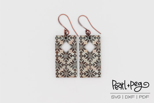 Scandinavian Rectangular Hoop Laser Engraved Earrings Digital Download