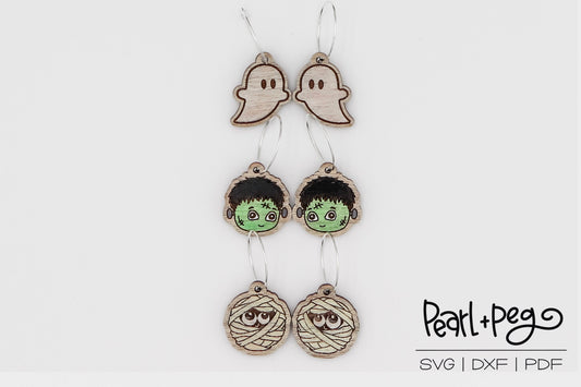 Cute Halloween Dangles Laser Engraved Earrings Digital Download
