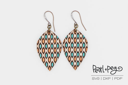 Wiggled Geometric Drop Laser Engraved Earrings Digital Download