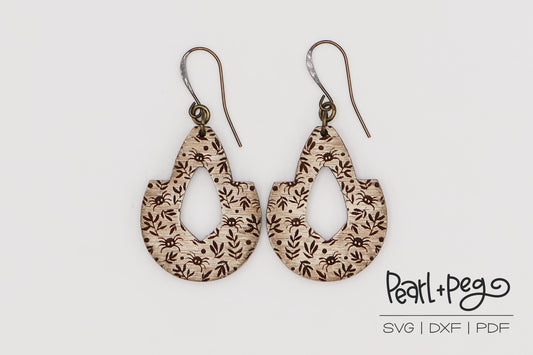 Spider Greenery Hoop Laser Engraved Earrings Digital Download