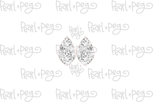 Vine Floral Drop Laser Engraved Earrings Digital Download
