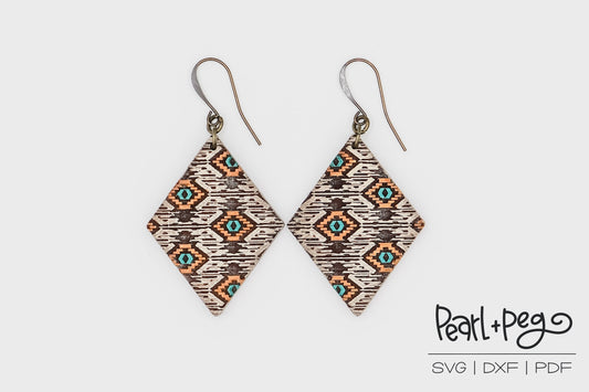 Southwest Aztec Diamond Laser Engraved Earrings Digital Download