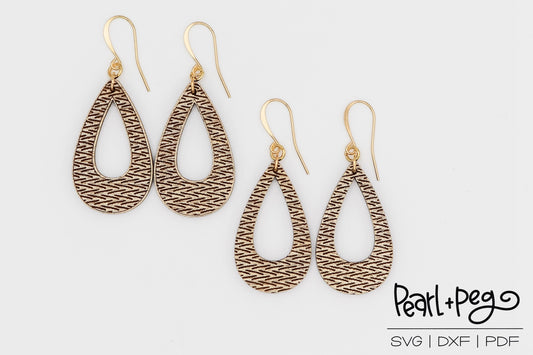 Trendy Low Drop Hoop Laser Engraved Earrings Digital Download