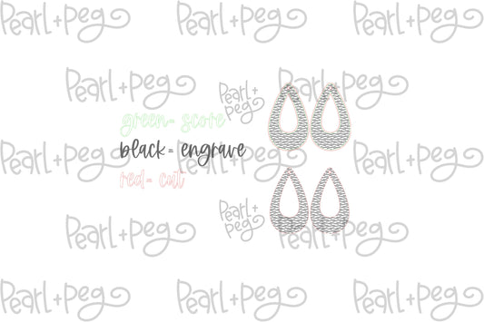 Trendy Low Drop Hoop Laser Engraved Earrings Digital Download