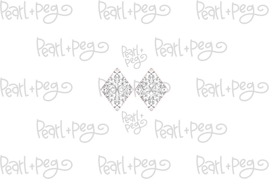 Abstract Diamond Flowers Laser Engraved Earrings Digital Download