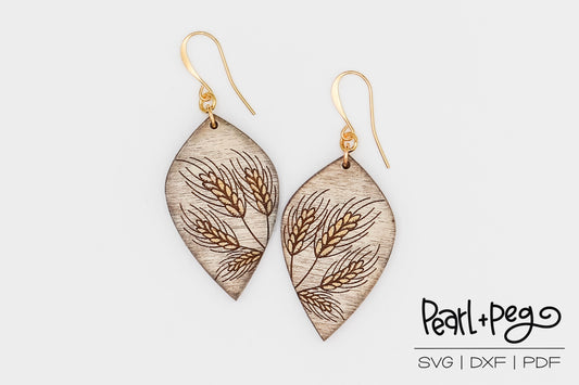 Golden Wheat Harvest Laser Engraved Earrings Digital Download
