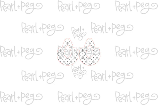 Simple Snowflake Hoop Drop Laser Engraved Earrings Digital Download