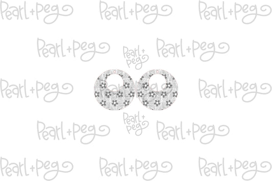 Round Hoop Daisy Abstract Laser Engraved Earrings Digital Download