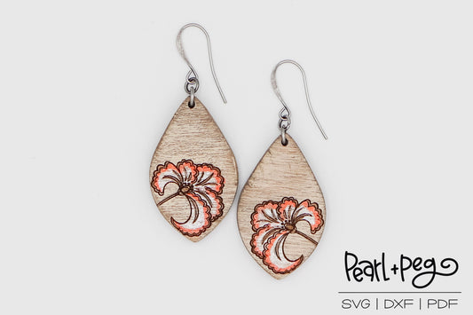 Flourish Drop Laser Engraved Earrings Digital Download