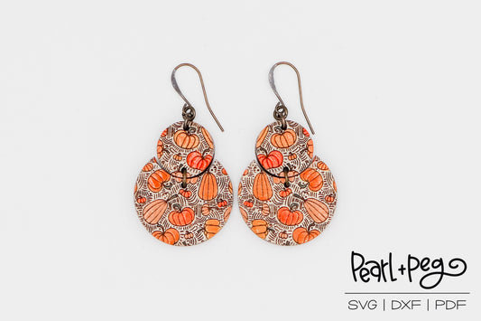 Pumpkin Semi Circle Laser Engraved Earrings Digital Download