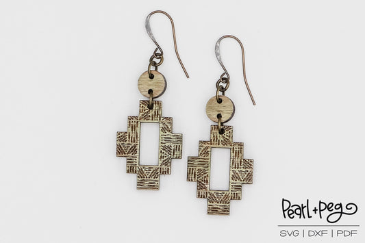 Textured Aztec 2 Part Laser Engraved Earrings Digital Download