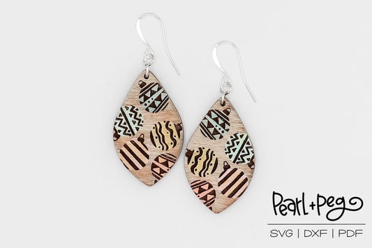 Ornament Pattern Drop Laser Engraved Earrings Digital Download