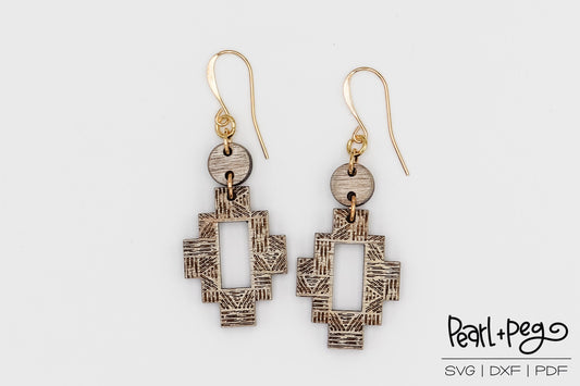 Textured Aztec 2 Part Laser Engraved Earrings Digital Download