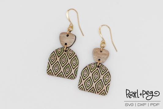 Tribal Arch 2 Part Laser Engraved Earrings Digital Download