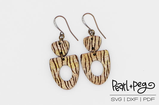 Tiger Hoop 2 Part Laser Engraved Earrings Digital Download