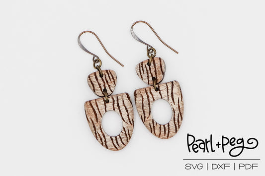 Tiger Hoop 2 Part Laser Engraved Earrings Digital Download