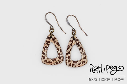 Cow Print Triangle Hoop Laser Engraved Earrings Digital Download