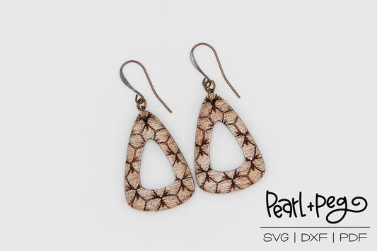Triangle Long Hoop Texture Laser Engraved Earrings Digital Download
