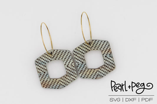 Zig Zag Lined Hex Laser Engraved Earrings Digital Download